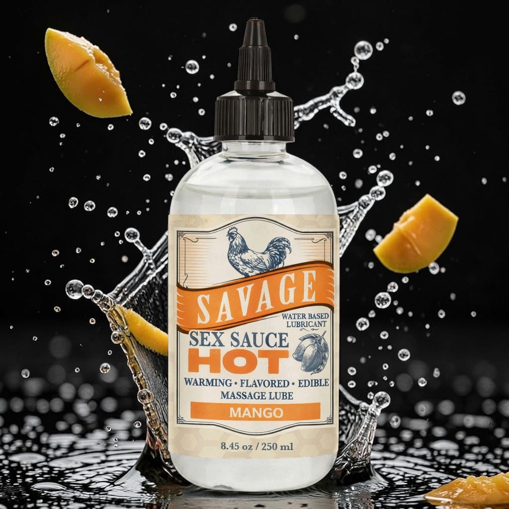 Savage Sex Sauce HOT- Warming. Flavored. Edible Massage Lube - Mango (2oz/4oz/8oz)