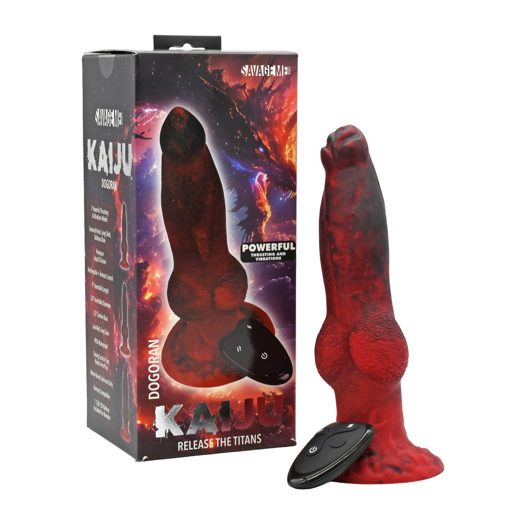 Vibrating dildo from SavageMe Toys' KAIJU Dogoran series, featuring realistic design and textured surface for adult pleasure.