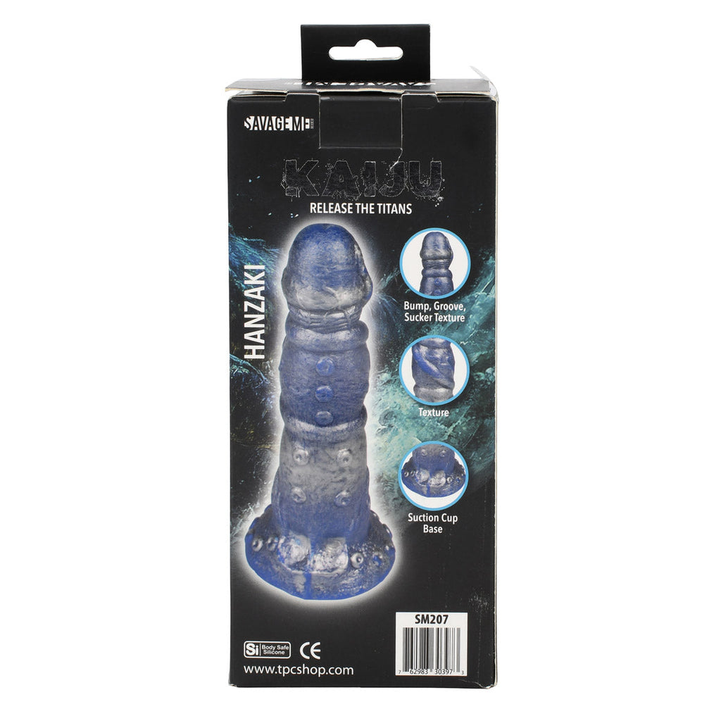 Close-up of the KAIJU Hanzaki adult dildo by SavageMe Toys, featuring realistic details and smooth texture.