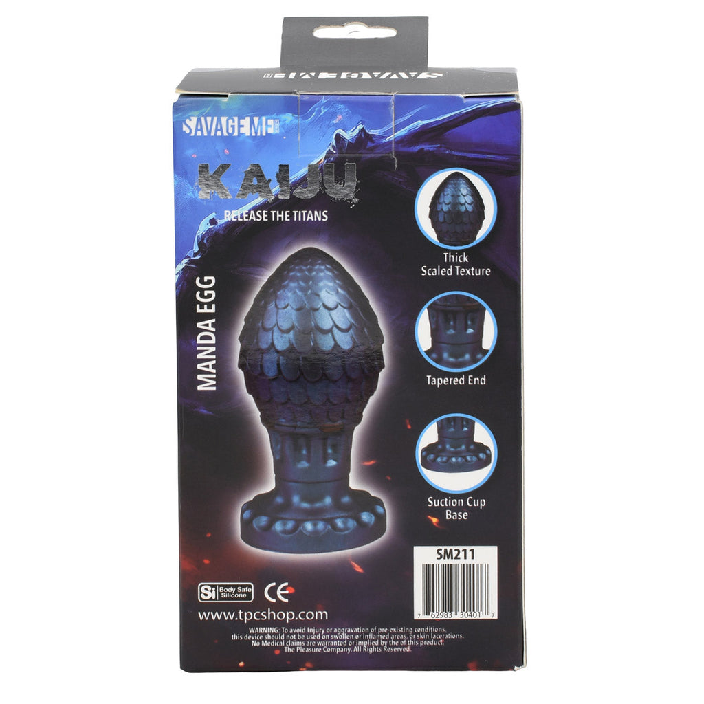 SavageMe Toys Kaiju Manda Egg butt plug, adult anal toy with realistic design, smooth silicone material, and detailed features.