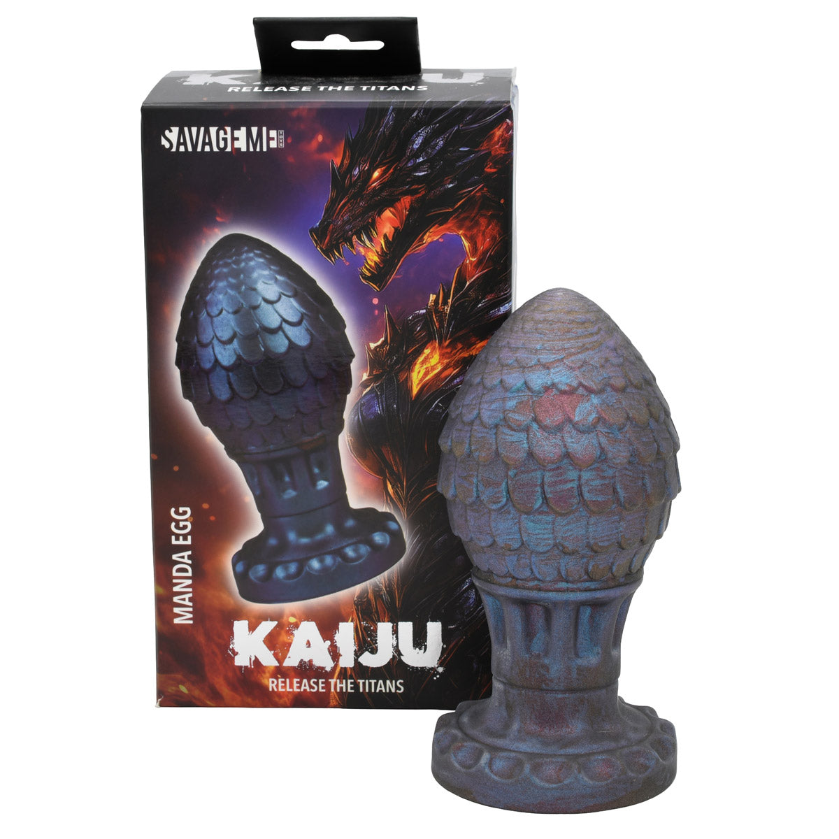 SavageMe Toys Kaiju Manda Egg butt plug for adult anal pleasure, smooth silicone design, discreet and body-safe.