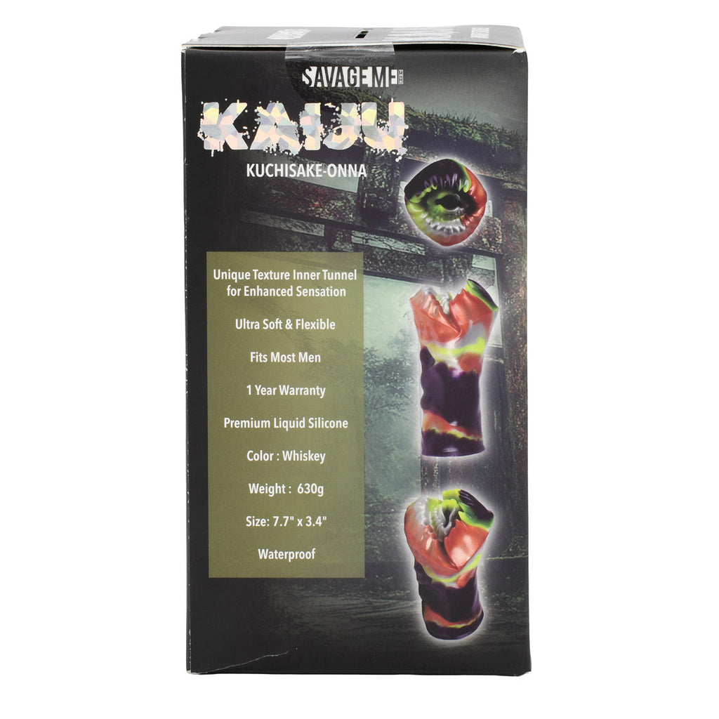 SavageMe Toys KAIJU Kuchisake-Onna adult stroker showing realistic opening and textured interior for adult pleasure.