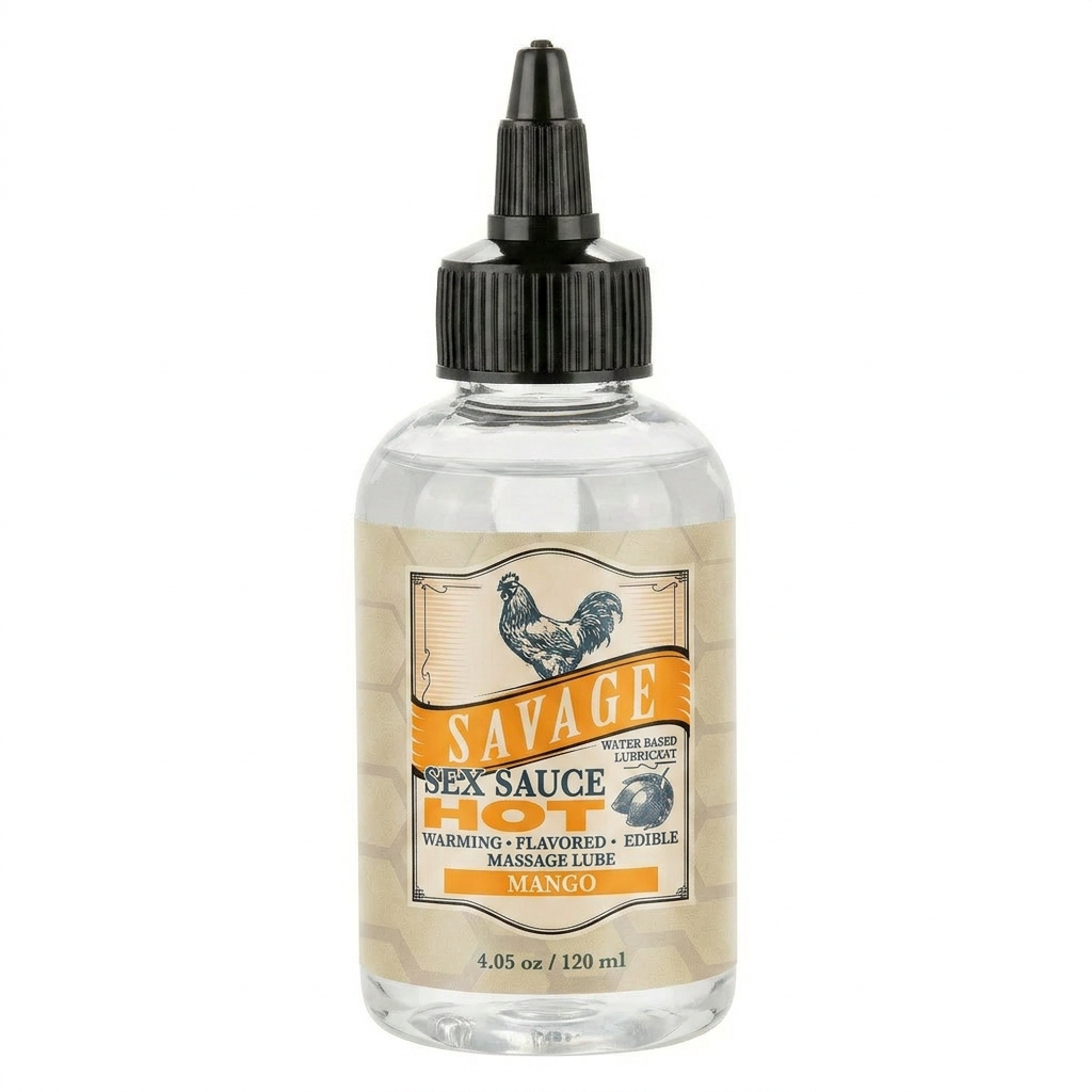 Savage Sex Sauce HOT- Warming. Flavored. Edible Massage Lube - Mango (2oz/4oz/8oz)