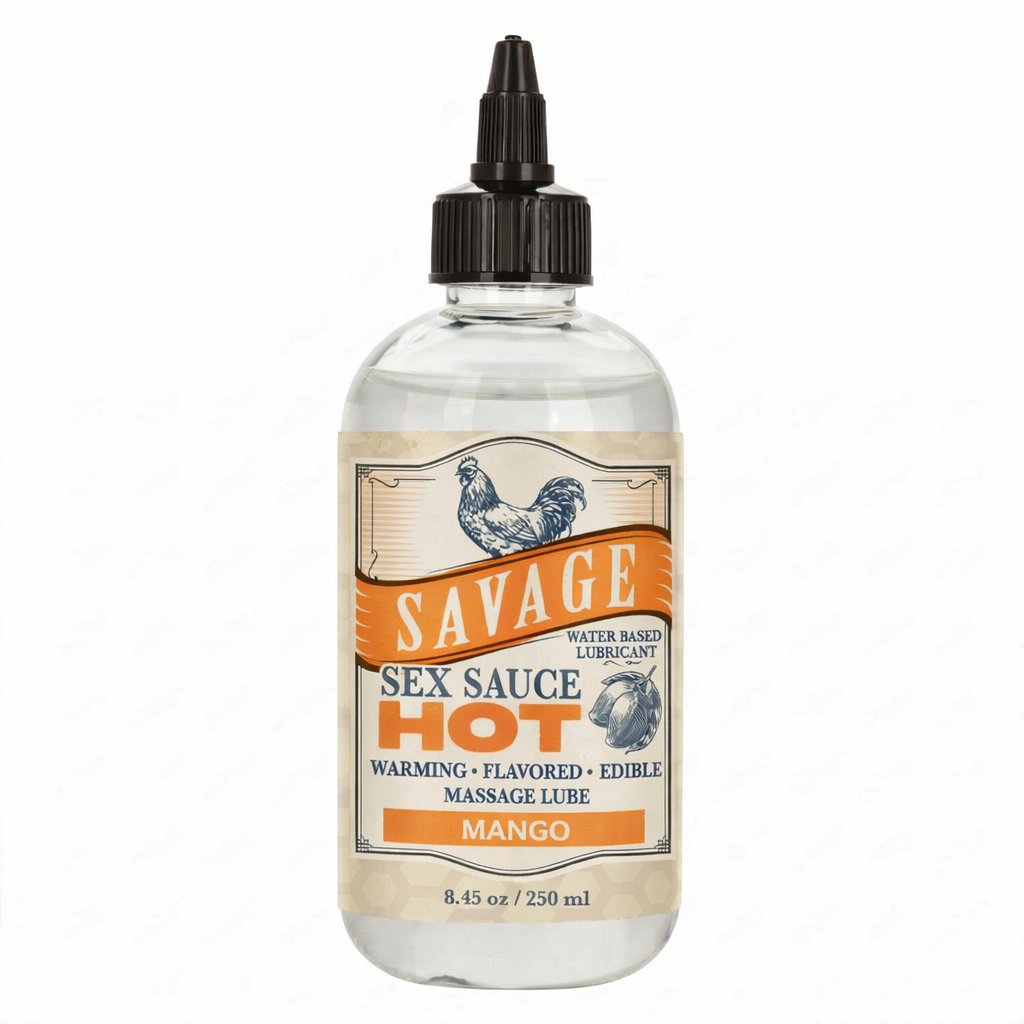 Savage Sex Sauce HOT- Warming. Flavored. Edible Massage Lube - Mango (2oz/4oz/8oz)
