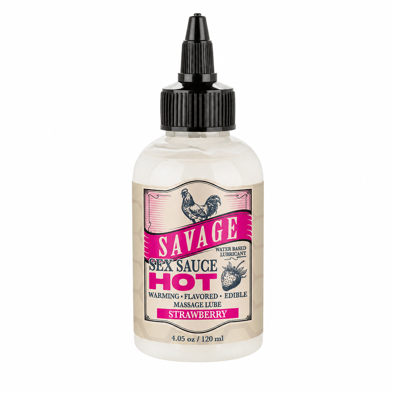 Savage Sex Sauce HOT- Warming. Flavored. Edible Massage Lube - Strawberry(2oz/4oz/8oz)