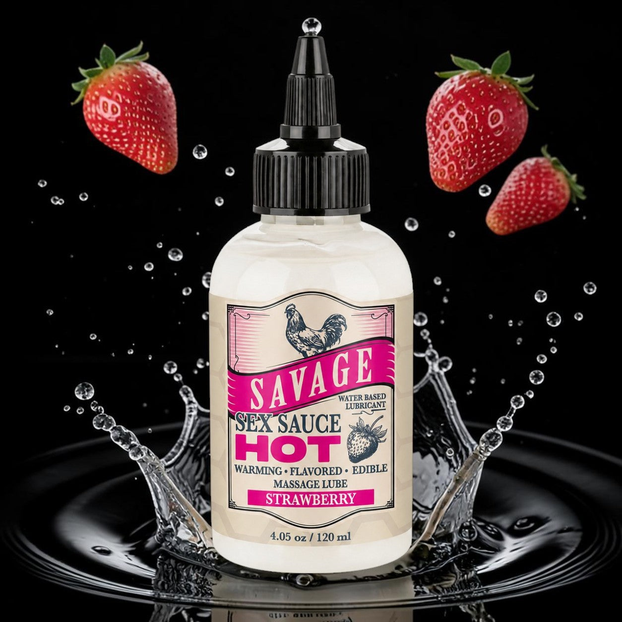 Savage Sex Sauce HOT- Warming. Flavored. Edible Massage Lube - Strawberry(2oz/4oz/8oz)