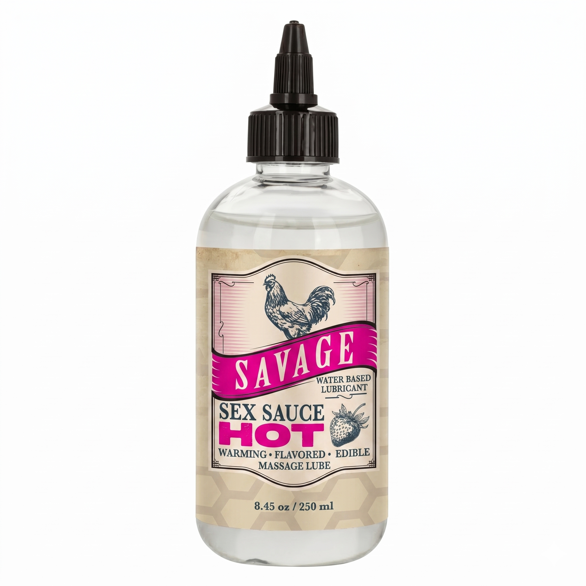 Savage Sex Sauce HOT- Warming. Flavored. Edible Massage Lube - Strawberry(2oz/4oz/8oz)