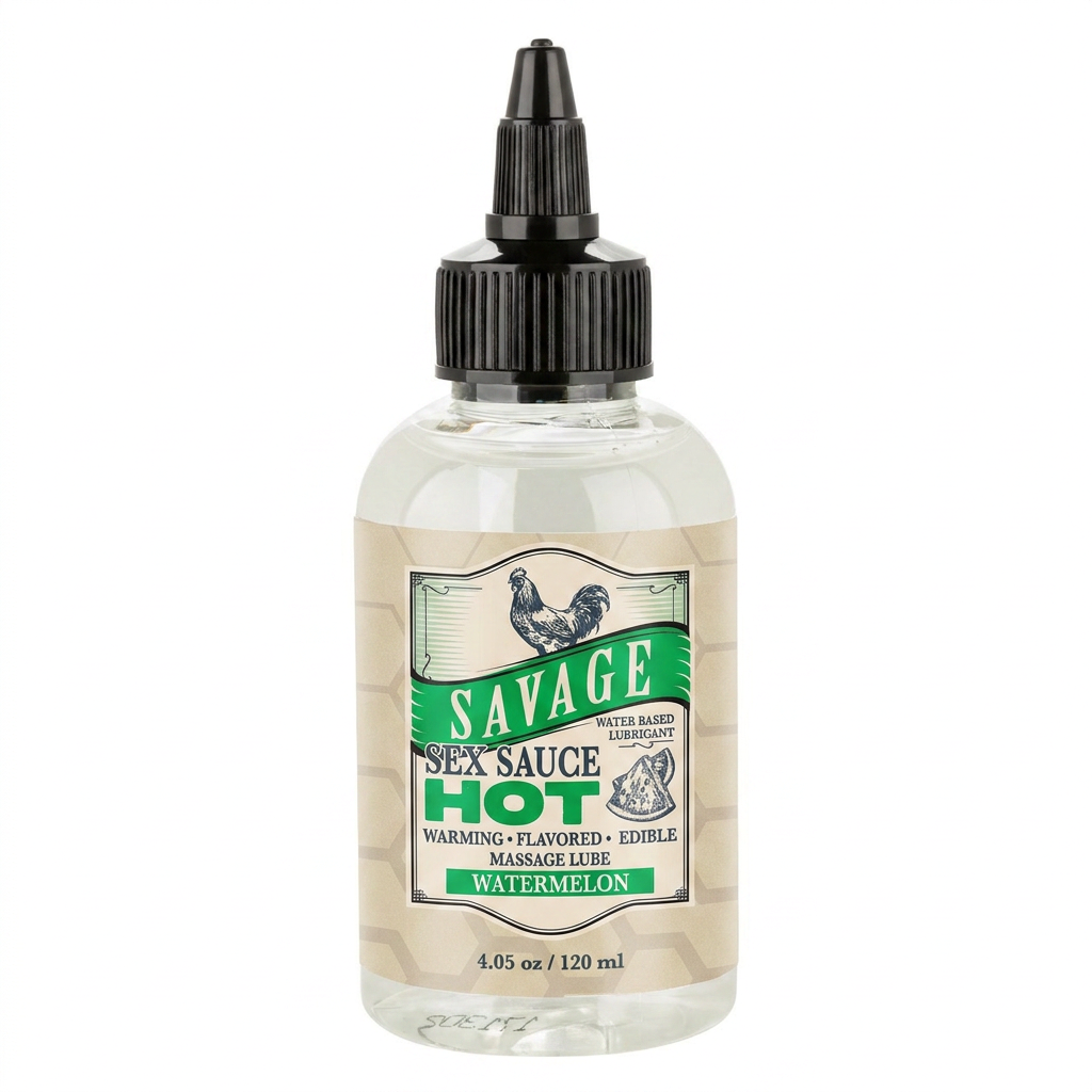 Savage Sex Sauce HOT- Warming. Flavored. Edible Massage Lube - Watermelon(2oz/4oz/8oz)
