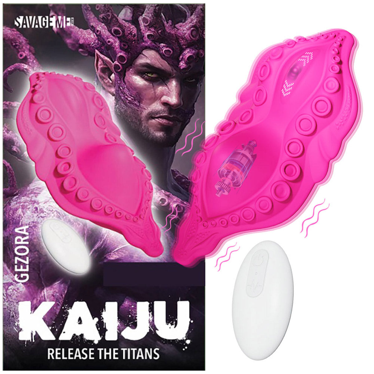 SavageMe Toys Kaiju Gezora vibrating grinder, remote-controlled adult product with discreet panty design and textured surface.